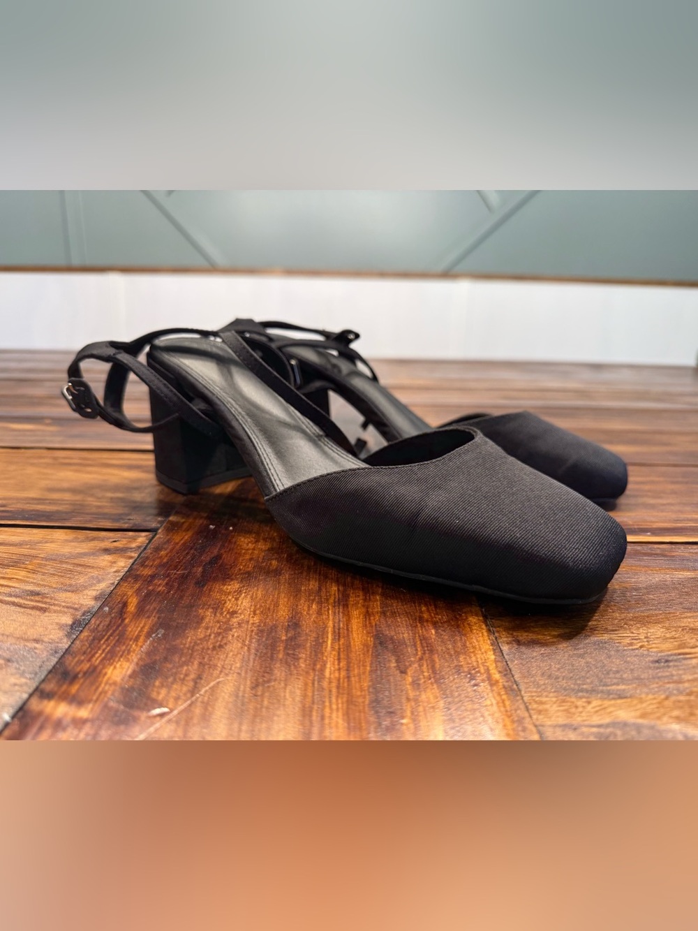 Asos Elegant Black Low Block Heel Slingback Pumps 10